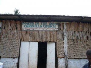 Outside the church